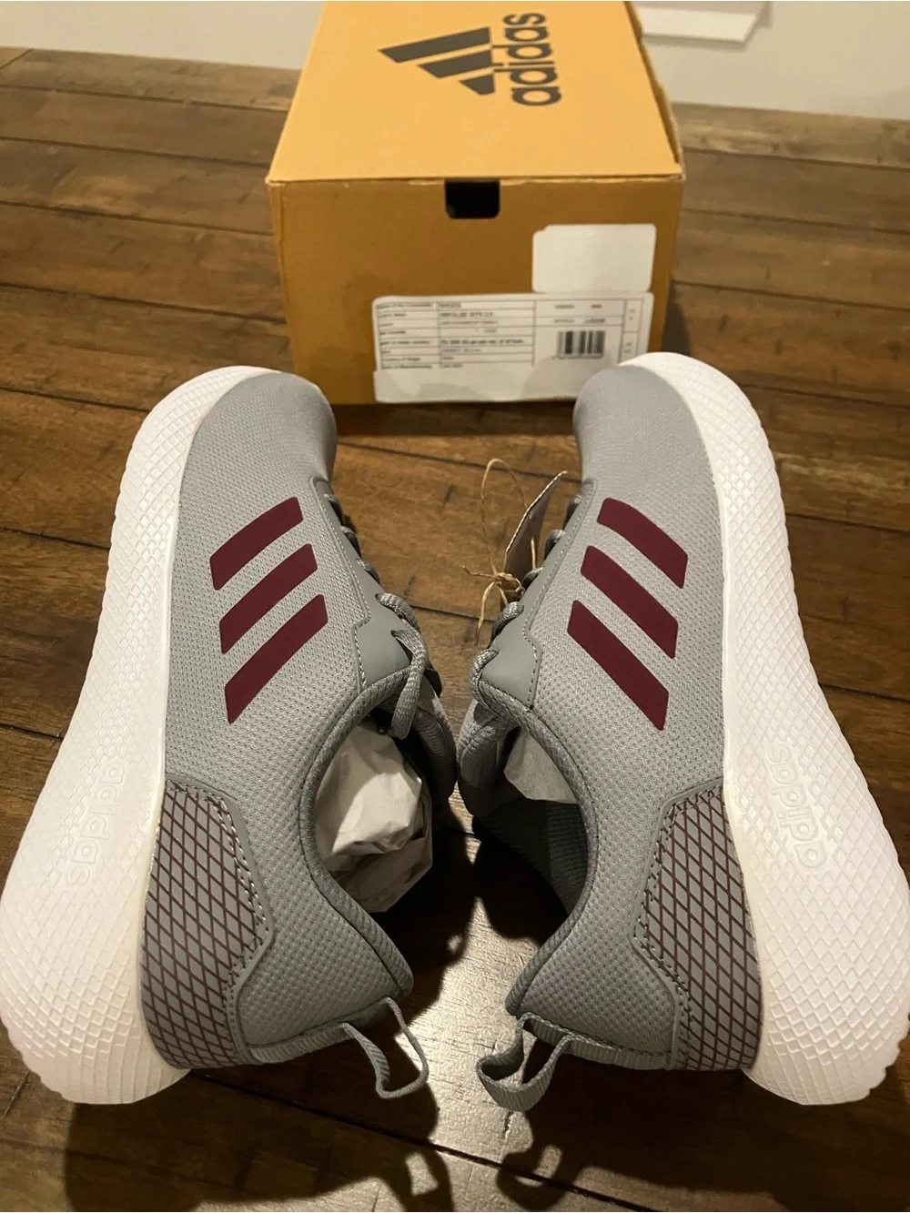Men's Adidas Impulse Gray Athletic Sneakers with Maroon Stripes Sz 8.5
